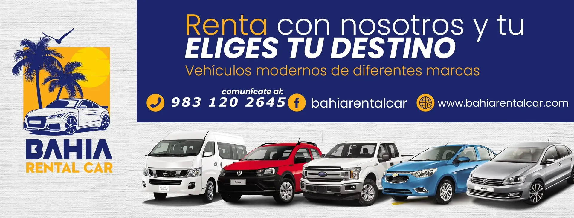 Flota de autos modernos en renta en Chetumal - Bahía Rental Car